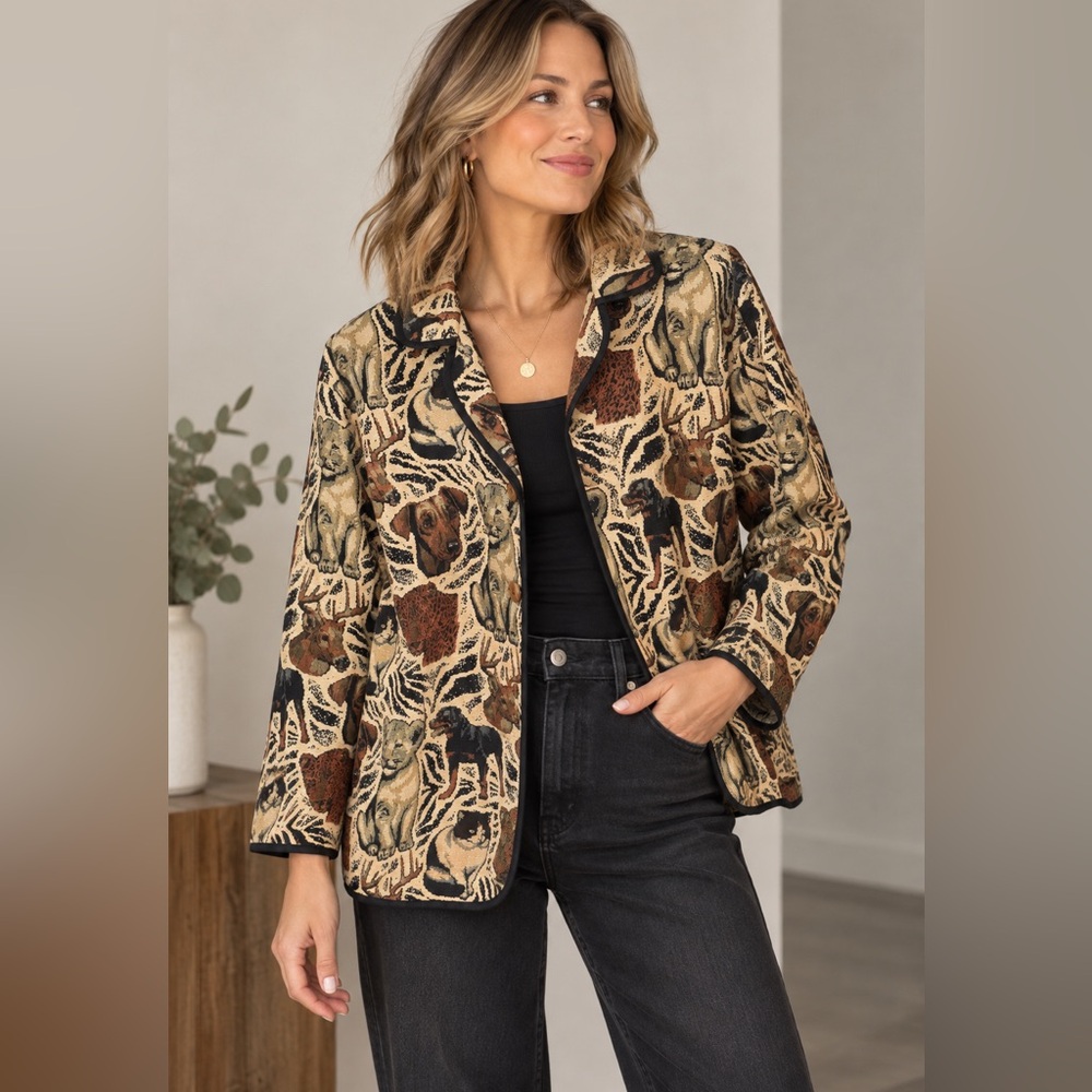 Vintage Animal-Print Tapestry Jacket